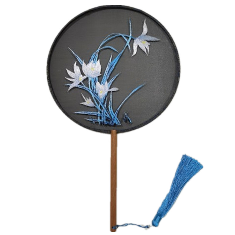 苏绣双面绣长柄团扇新中式汉服刺绣宫廷扇舞蹈表演扇旗袍拍照扇