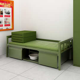 部队制式双单人床士兵钢制上下铺监狱营房具柜宿舍消防员公寓铁床