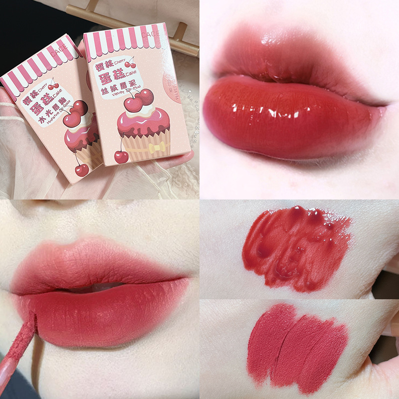 Cace Cherry Cake Mirror Water Light Lip Lacquer Velvet Matte Finish Lip Mud Easy to Color Cheap Factory Wholesale