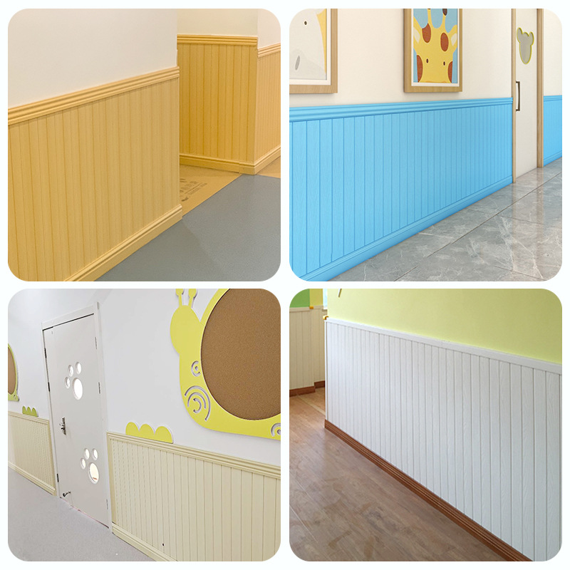 生态木定制墙裙 幼儿园彩色免漆护墙板 防水阻燃双75浮雕板定尺