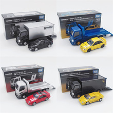 正版多美卡合金车兰博集装箱运载车斯巴鲁WRX模型小汽车男孩玩具