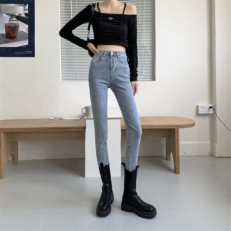 Stretch Skinny Blue Jeans Women's Autumn 2022 New Slim High Waist Pencil Pants Slim Skinny Pants Trousers