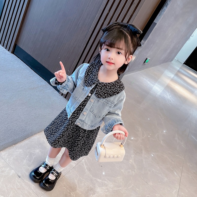 2021新款牛仔碎花连衣裙夏/全家ma78女童长袖2021秋款儿童中小童洋