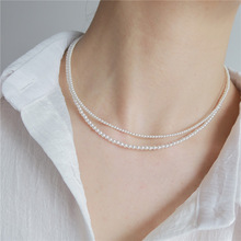 2mm—12mm施家同款迷你正圆珍珠项链女法式优雅轻奢玻璃珠锁骨链