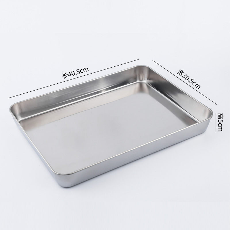 Stainless Steel Deepening Baking Plate Dining Plate Japanese Style Flat Bottom Hotel Tray Cooking Plate with Lid Refrigerator Refrigeration