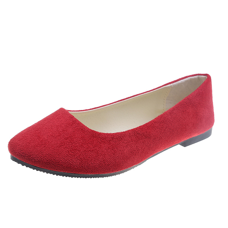 Suede Pointed Single Shoe Candy Color Flat Women's Shoes