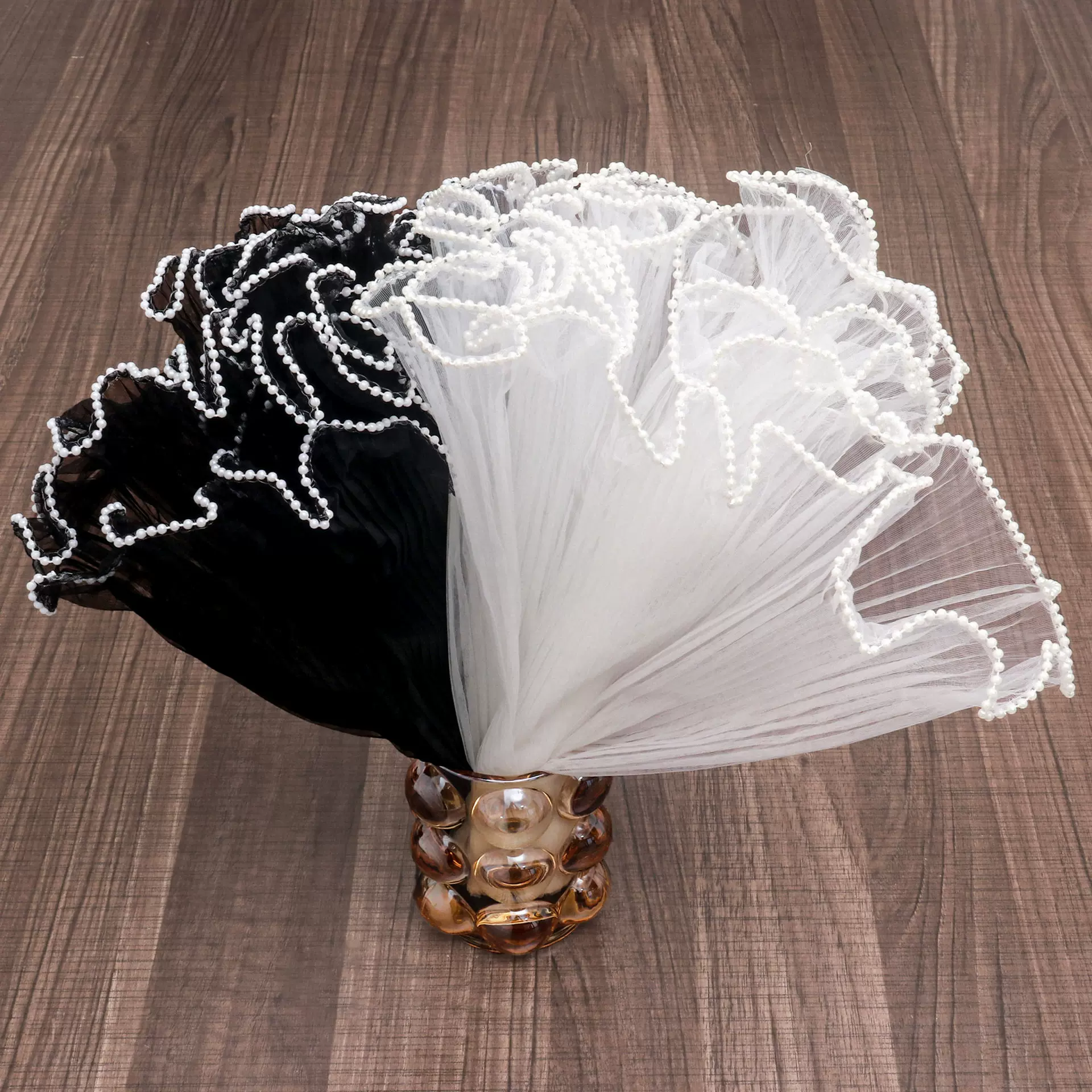 珍珠浪花纱鲜花包装围边波浪纱花束DIY烘培蛋糕装饰花朵配件材料