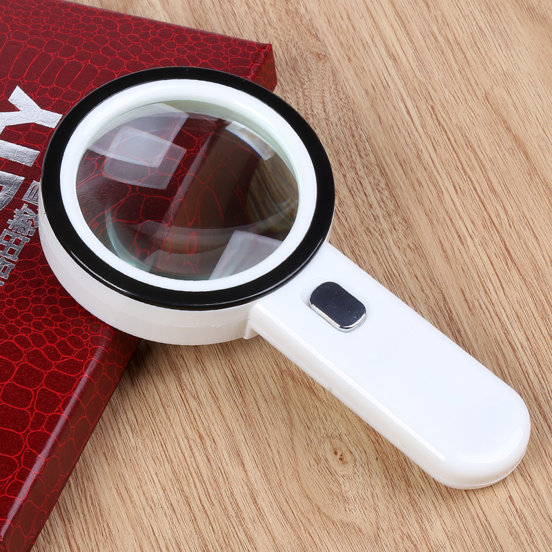 高清晰光学带灯阅读30倍大双镜片100mm古玩手持式放大镜赠绒镜袋