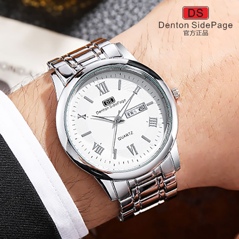 瑞士风格全自动不锈钢表带quartz石英stainless steel男士手表