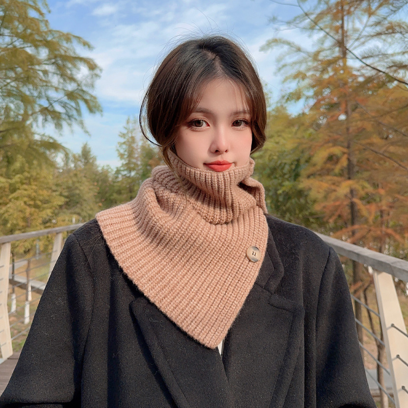 2023 South Korea Dongdaemun Autumn and Winter Turtleneck Pullover Scarf Versatile Button Knitted Detachable Collar Shawl Women's Warm Scarf