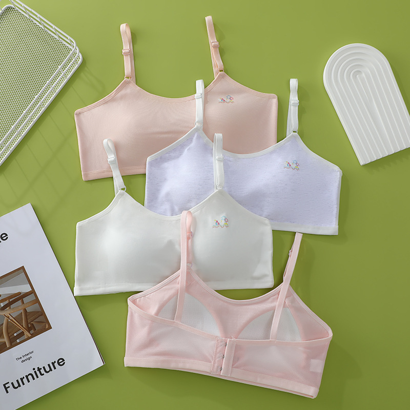 发育期纯棉女大童内衣初中生高中生固定杯裹胸可调节式吊带小背心