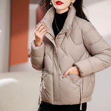 轻薄短款小个子棉服女2023冬季新款韩版宽松菱格棉衣时尚棉袄外套