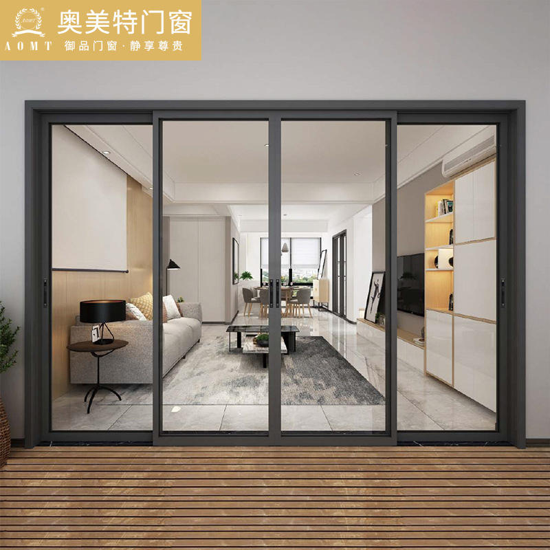 佛山别墅厨房门铝合金重型移门阳台客厅钢化玻璃门窄边重型推拉门