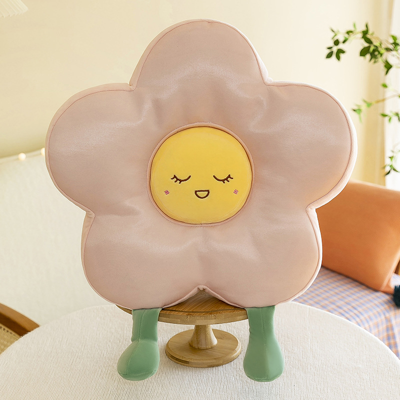 Colorful Flower Cushion Plush Toy Office Cushion Ice Silk Fabric Happy Flower Girl's Birthday Gift