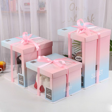 生日蛋糕盒子包装盒6六寸8八寸12寸10寸单双层加高方形透明蛋糕盒