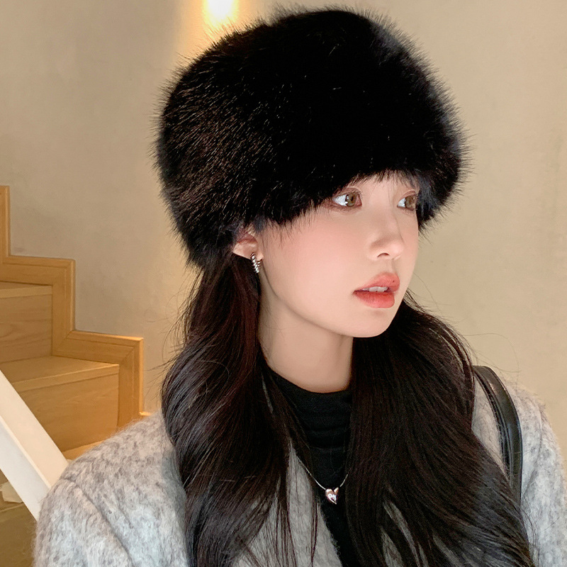 帽子女秋冬季韩版百搭仿貂绒东北蒙古帽加厚保暖高级感护耳水桶帽