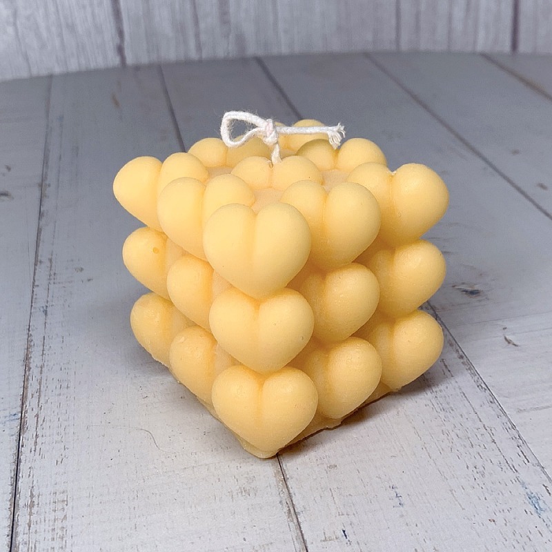 3-Layer Heart-Shaped Aromatherapy Cube Candle Korean Ins Internet Celebrity Heart-Shaped Three-Layer Soymilk Candle