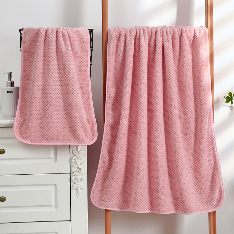 Coral Velvet Bath Towel Pineapple Plaid Large Bath Towel Thickened Tiktok Same Style Beach Towel Absorbent Household Adult Bathing Towel