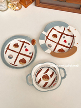 4X6Aok maji举个栗子可爱碗碟套装家用陶瓷餐具饭碗沙拉菜盘早餐