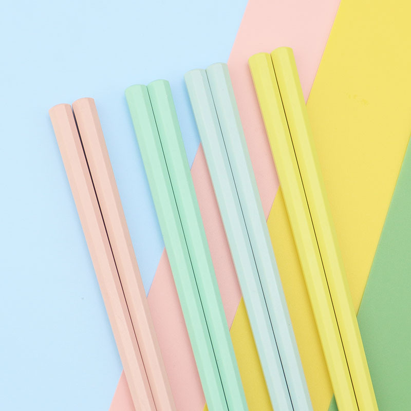 合金筷子工厂防滑防发霉家用筷子马卡龙四色八角新款分餐筷批发