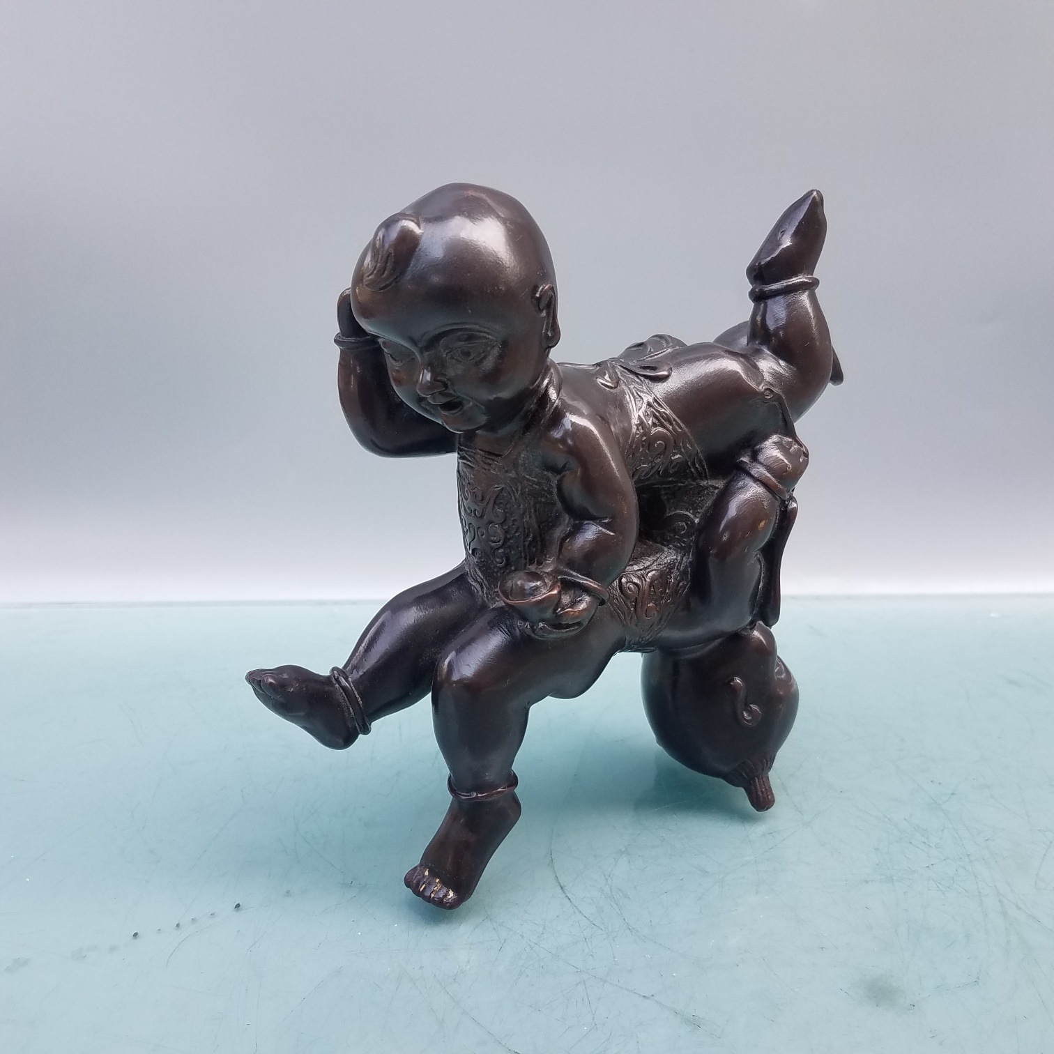 纯铜四喜童子摆件四喜娃娃结婚礼品婚房布置情人节礼品装饰品