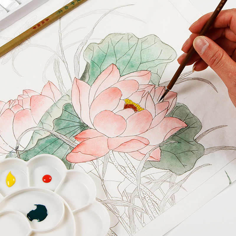 工笔画底稿国画学勾线描红线条熟宣纸百合-阿里巴巴