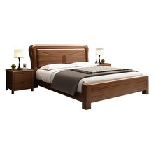金丝胡桃木实木床1.8米主卧双人床1.5米现代简约高箱储物婚床实用
