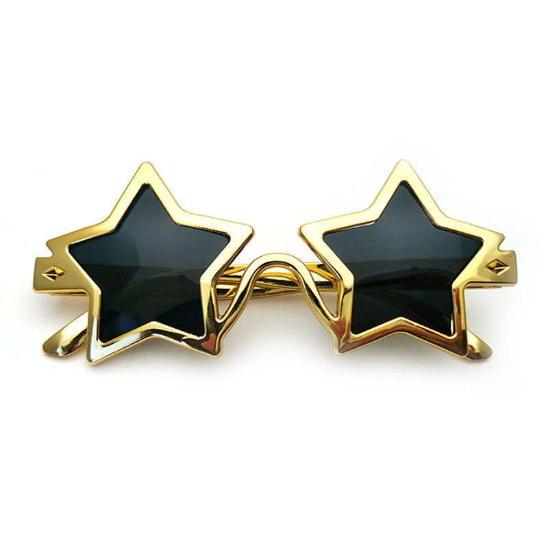 2022新款创意五角星装饰眼镜金色银色潮流时尚舞会派对拍照道具