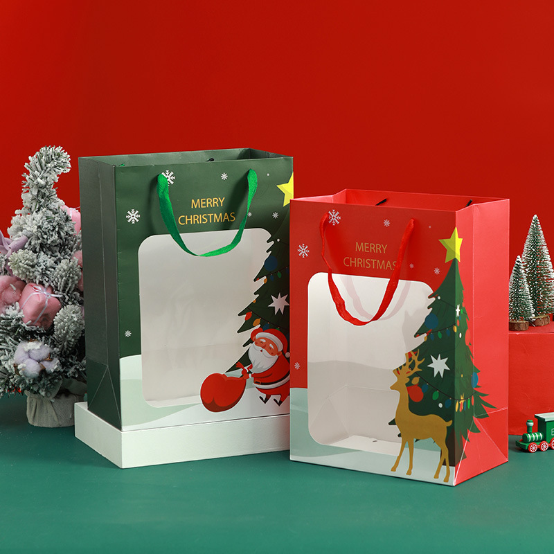 Transparent Window Handbag Gift Packaging Bag Christmas Packaging Handbag Christmas Gift Bag New Year Gift Bag Birthday