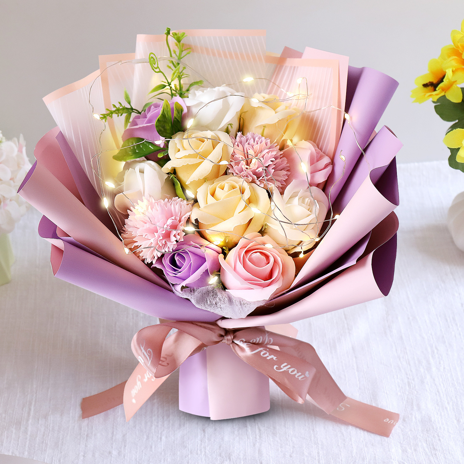 跨境亚马逊情人节礼物创意母亲节花束香皂玫瑰花肥皂礼盒