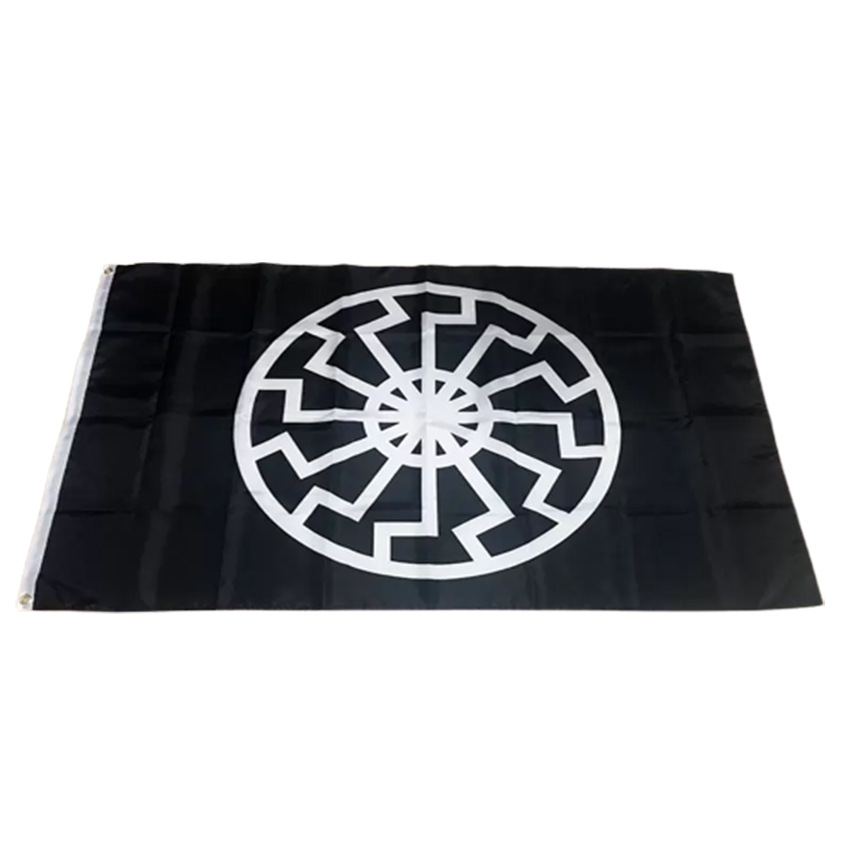 跨境货源现货 黑太阳旗帜100d90x150cm flag of black sun