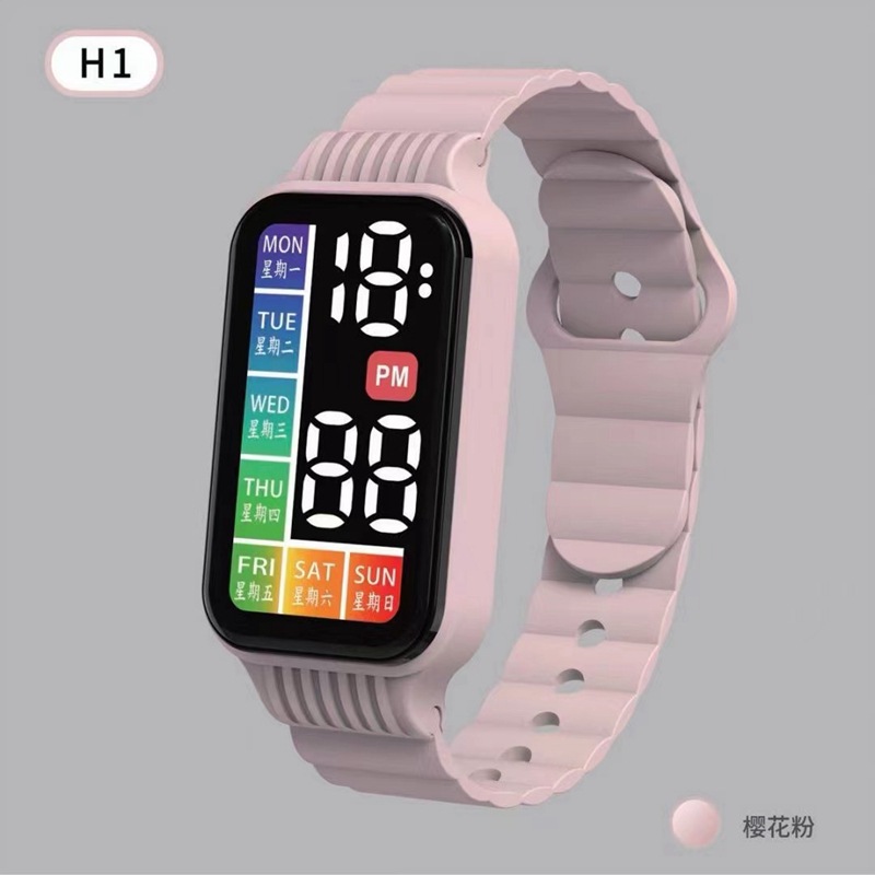 Products in Stock New LED Electronic Watch H1 Sino-British Week Internet Celebrity Long Block Digital Touch Student Children's Bracelet