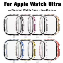 适用苹果Apple watch Ultra2表壳iWatchs98单排钻壳膜一体PC保护