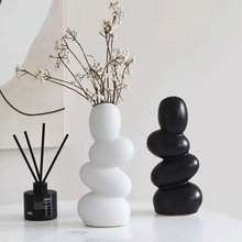 创意鹅卵石异形花瓶陶瓷鸡蛋艺术花瓶摆件客厅插花花器餐桌装饰品