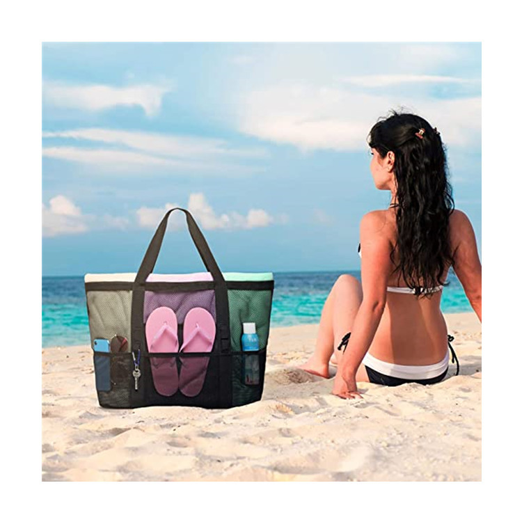Spot Amazon Large Capacity Toy Portable Shoulder Beach Bag Mesh Bath Bag 9 Bags Travel Beach Bag