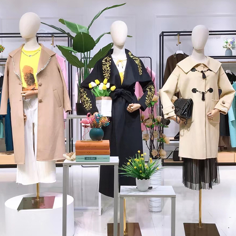 mimi羊绒大衣22冬时尚中长款双排扣纯色双面毛呢外套品牌折扣女装