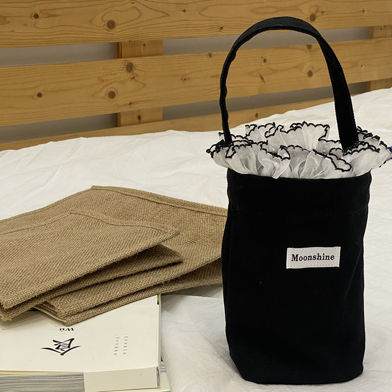 伞包约韩版可爱纯色女上班水壶杯子雨伞手提小拎袋帆布水桶包包