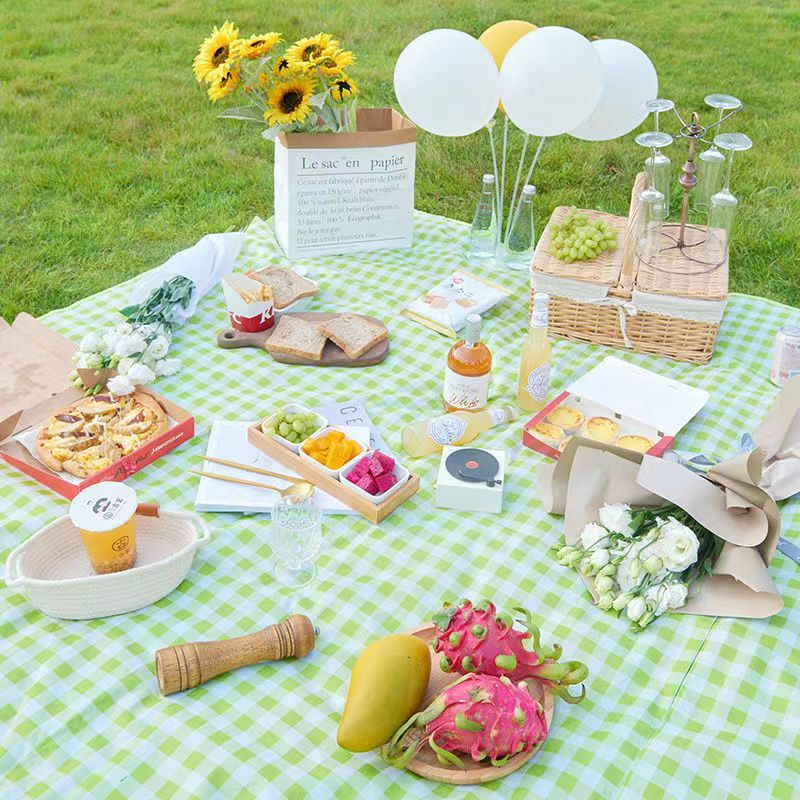 INS Style Picnic Mat Spring Outing Moisture Proof Pad Thickened Outdoor Picnic Outdoor Floor Mat Portable Waterproof Outing Picnic Blanket