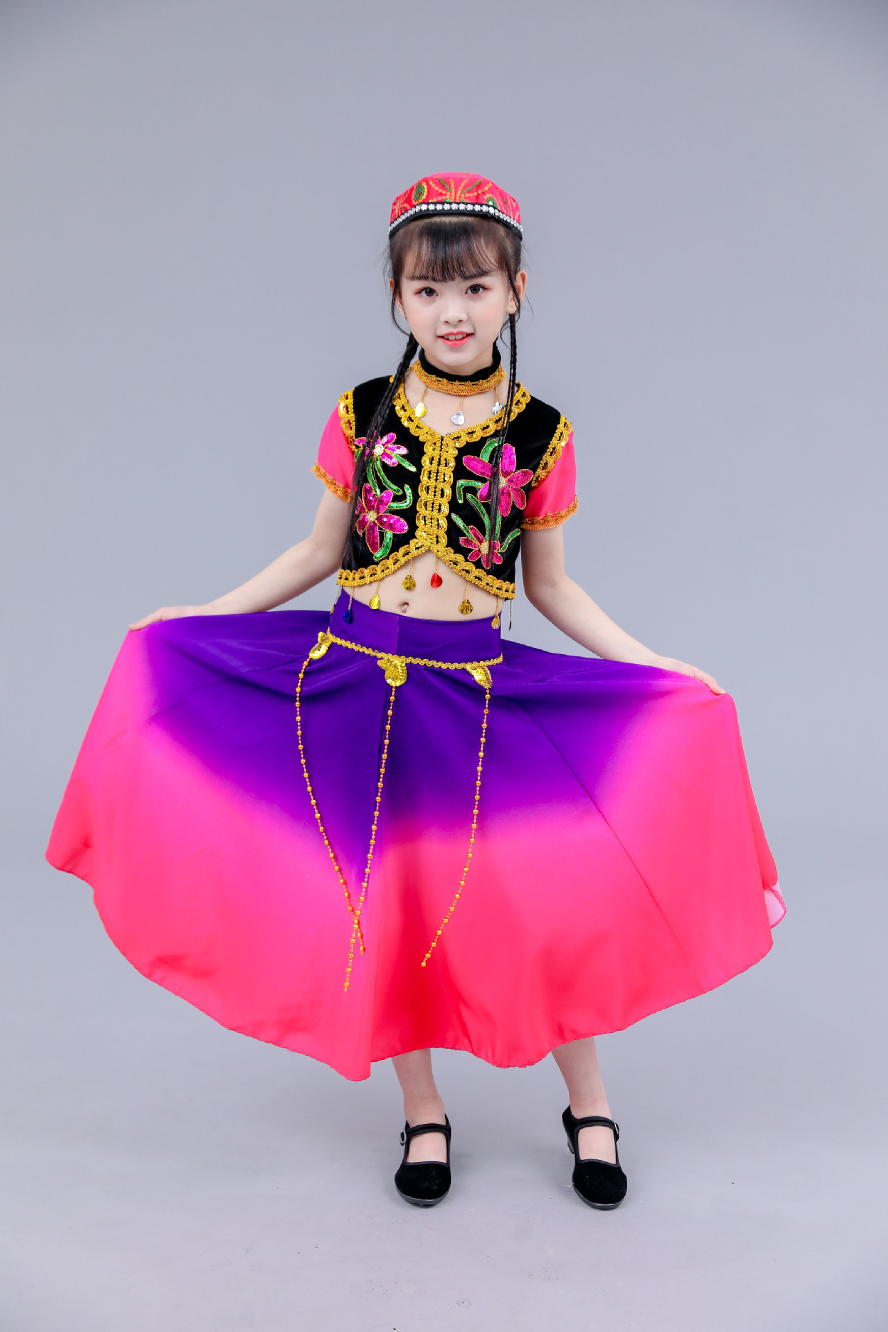 新疆舞蹈演出服儿童女童男童少数表演服塔吉克族舞裙服装幼儿