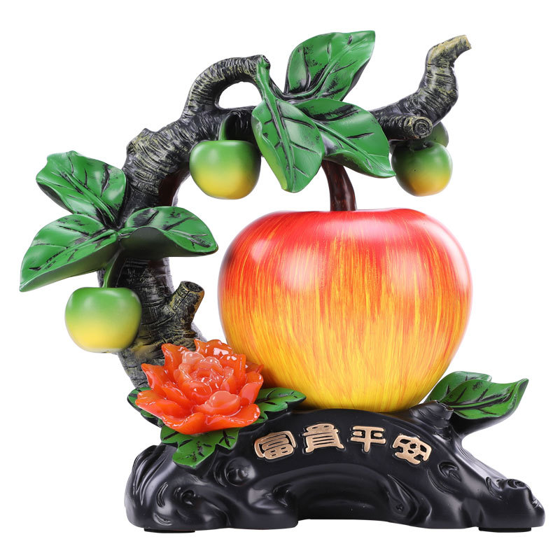 富贵平安苹果摆件客厅电视柜装饰创意储蓄罐玄关摆设乔迁新居礼品