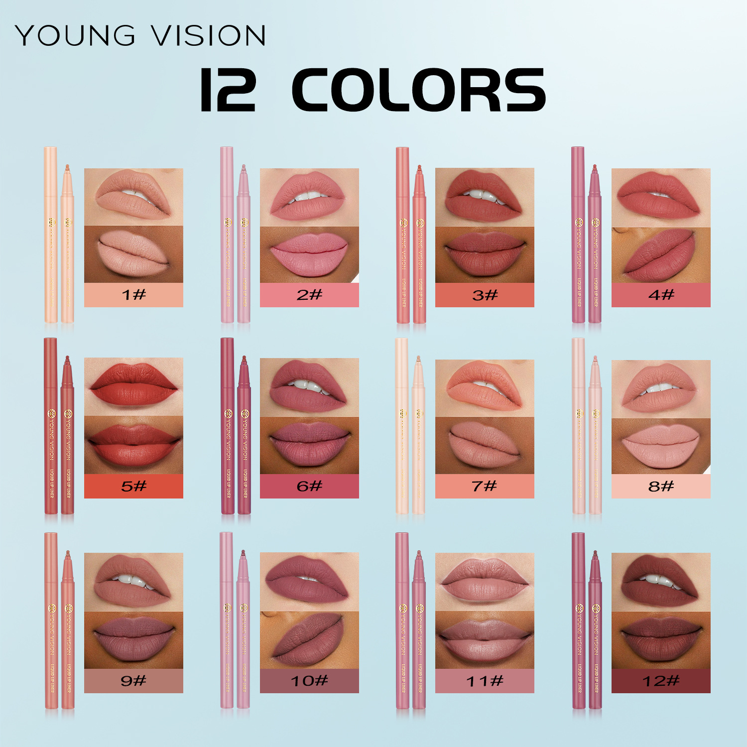 Young Vision Matte Liquid Lip Liner Sponge Gourd Head Matte Nude Waterproof Lip Lacquer Lipstick Pen