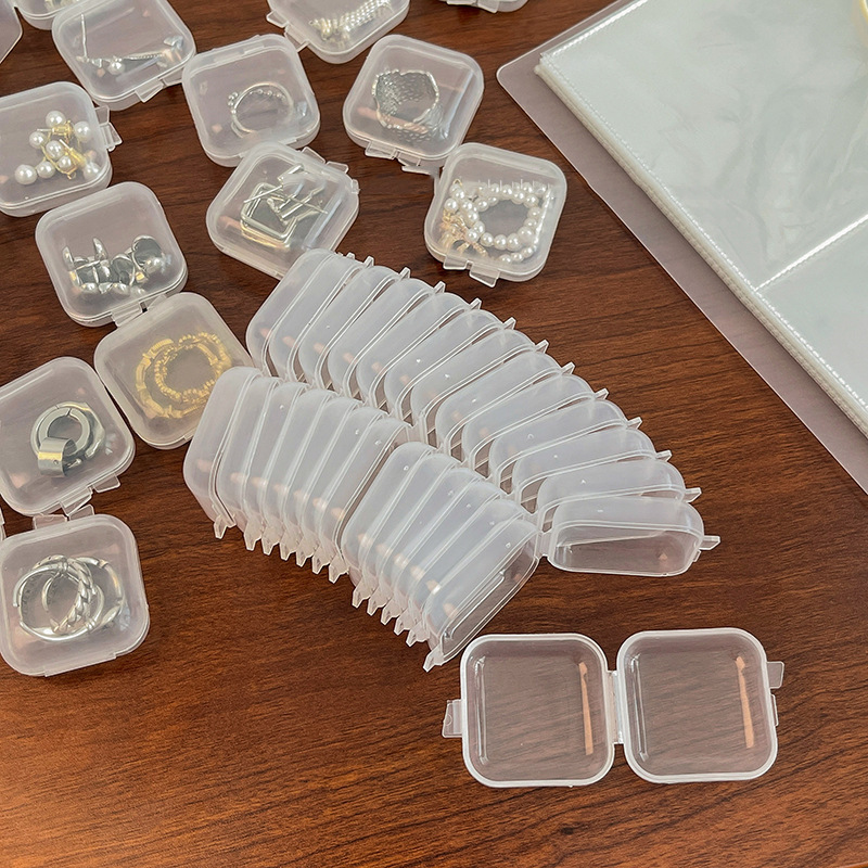 Plastic Transparent Small Box Mini with Covers Square Earplugs Jewelry Earring Storage Stud Earrings Box Spare Parts Box
