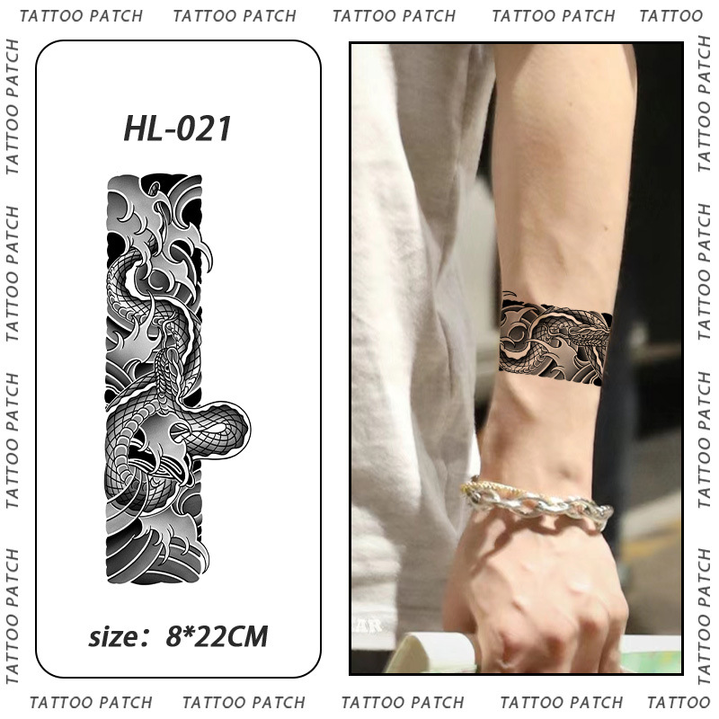 跨境凶猛海蛇老传统臂环饰品纹身贴男果汁防水持久不反光贴纸网红