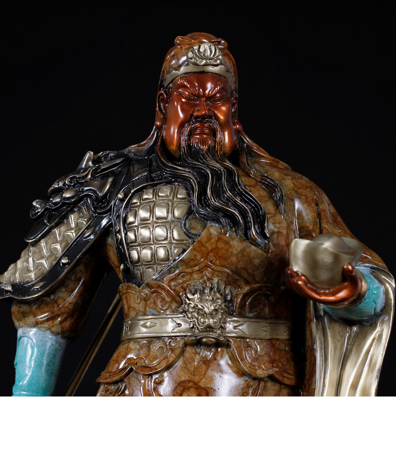 铜关公像供奉神像纯铜武财神关公佛像摆件招财托元宝关公大号