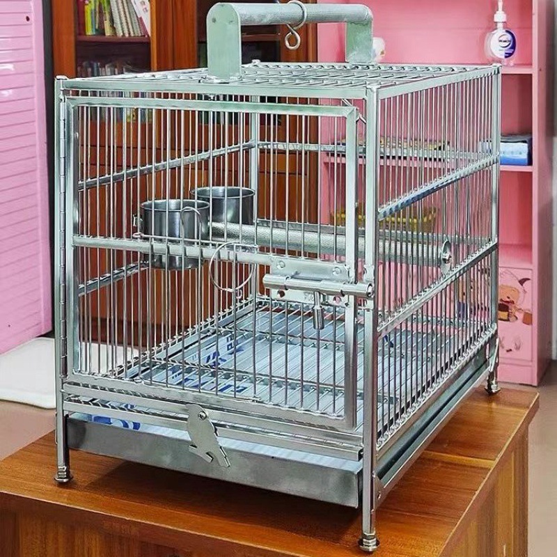 不锈钢鸟笼外出笼鸟笼子虎皮玄凤鹦鹉鸟笼灰鹦鹉手提外出笼-阿里巴巴