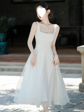 法式长裙仙气白色连衣裙女感气质女装夏装2024新款领证小白裙