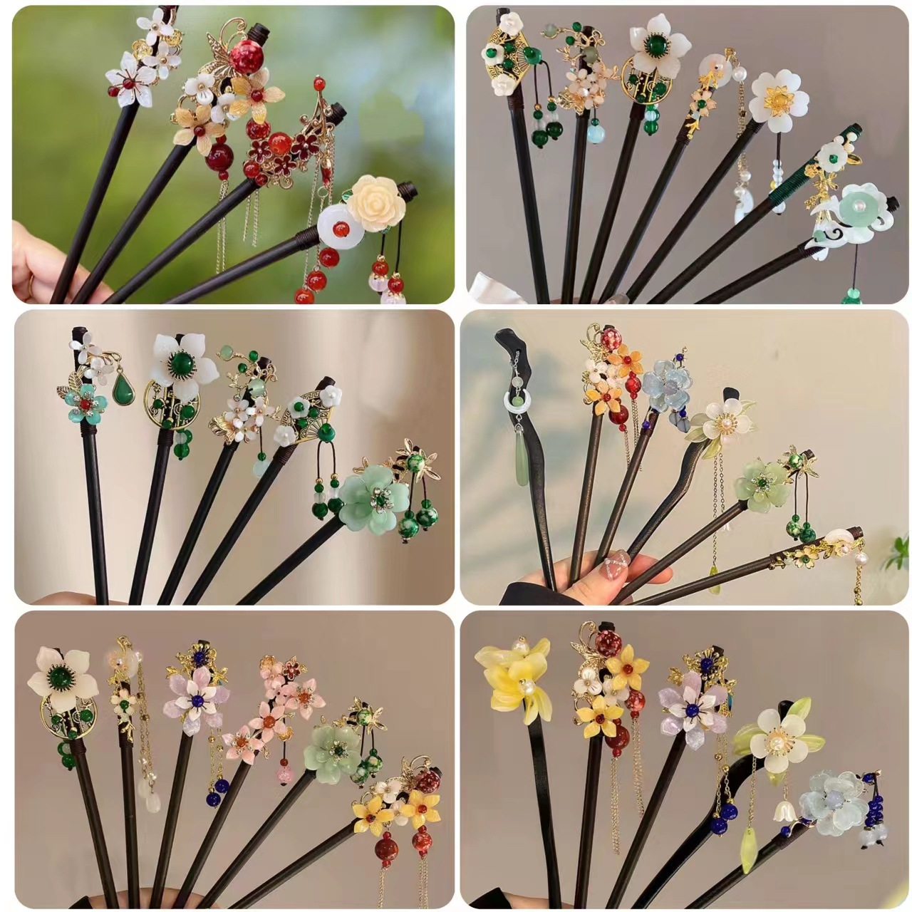 new chinese style butterfly double strand hairpin ancient style han chinese clothing cheongsam cross hairpin back head updo tassel hair pin hair accessories