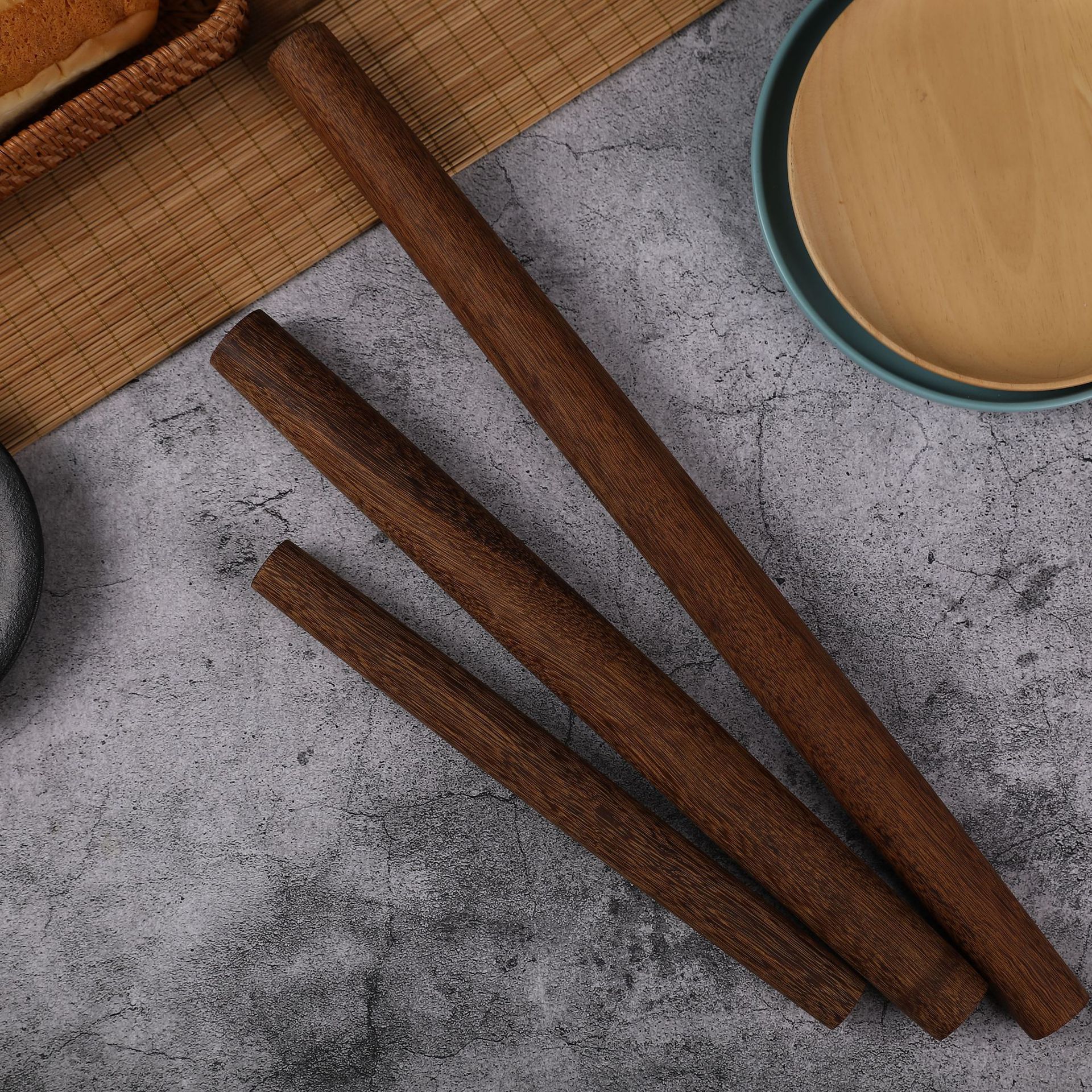 无漆鸡翅木擀面杖 传统擀面棍 木质擀饺子皮木质烘焙工具厨房用品