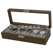 现货批发胡桃木纹木质6位手表收纳展示盒6只装手表包装盒木质