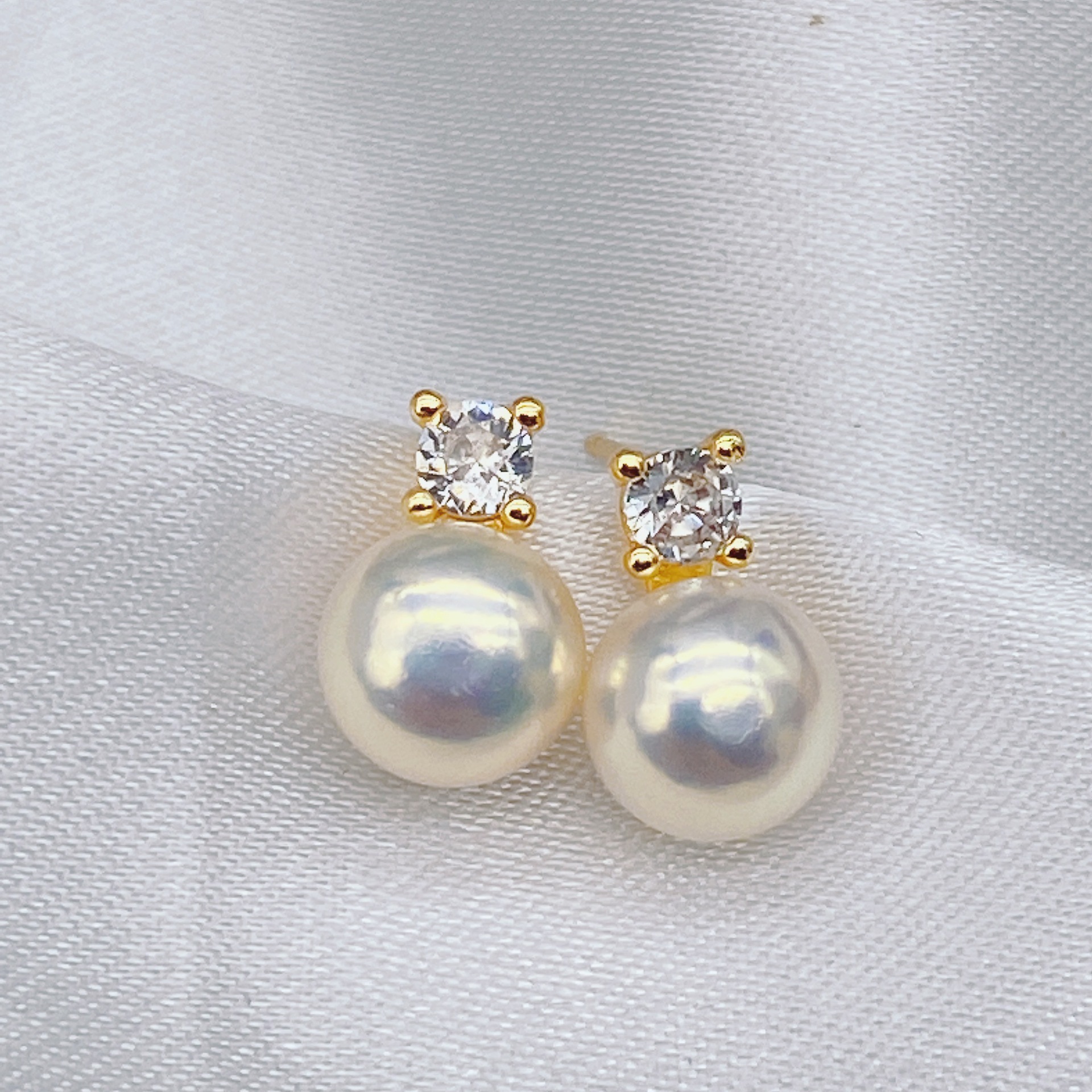 925 Silver Needle Gold-Plated Natural Freshwater Pearl Bow Stud Earrings All-Match Princess Style 2023 Trendy Ins Style